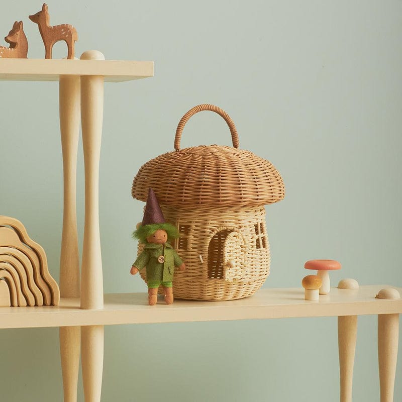 Natural Rattan Mushroom Basket – Handwoven Decorative Carry Bag - Nssoma