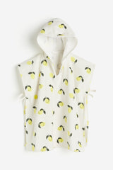 Baby Poncho Towel – Soft Organic Cotton Hooded Poncho with Lemon Print - Nssoma