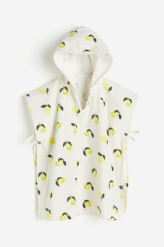 Baby Poncho Towel – Soft Organic Cotton Hooded Poncho with Lemon Print - Nssoma