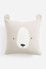 Cotton Cushion Cover – Bear Face Pillow Cover with 3D Ears for Kids - Nssoma