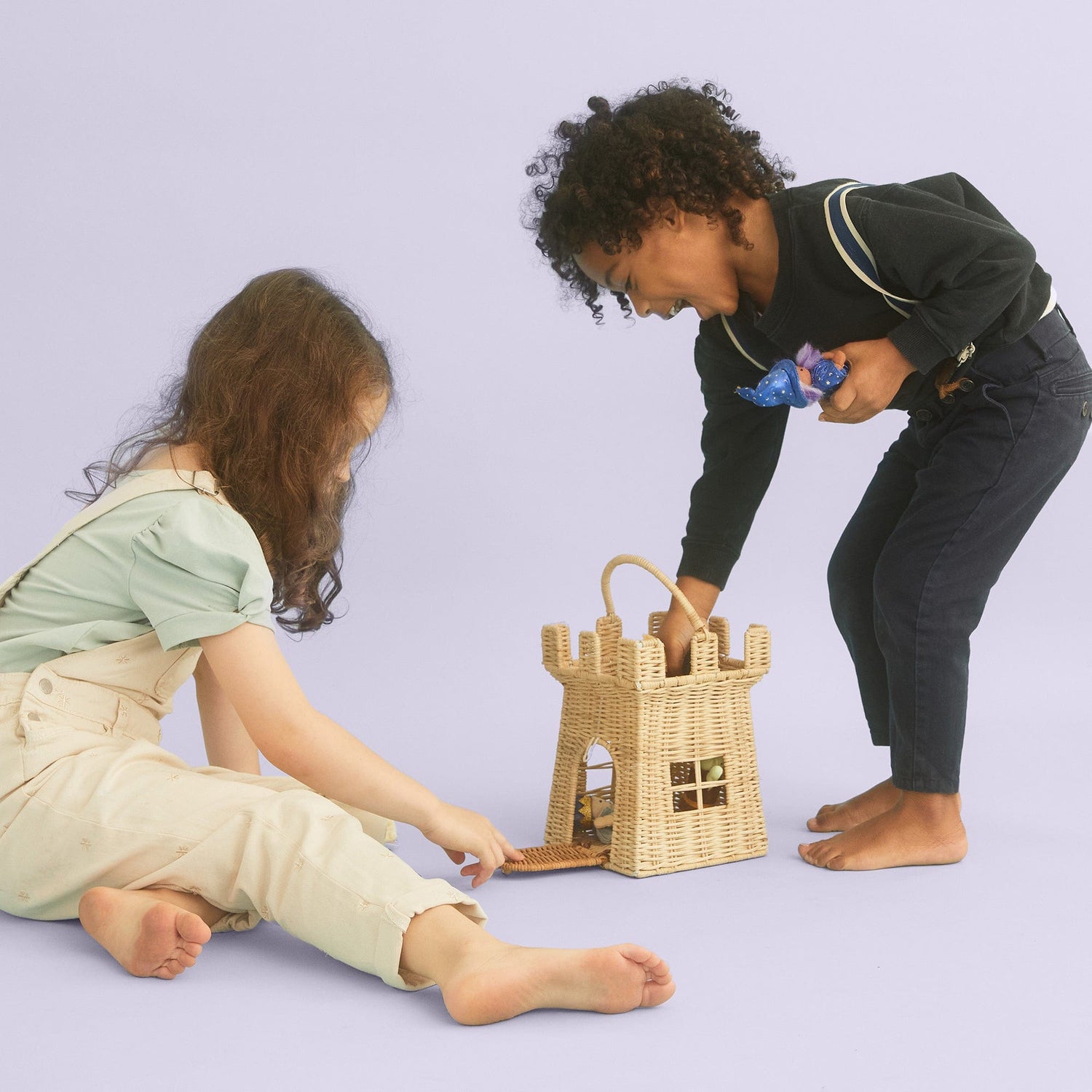 Handwoven Rattan Castle Bag – Kids’ Decorative Carry Basket - Nssoma