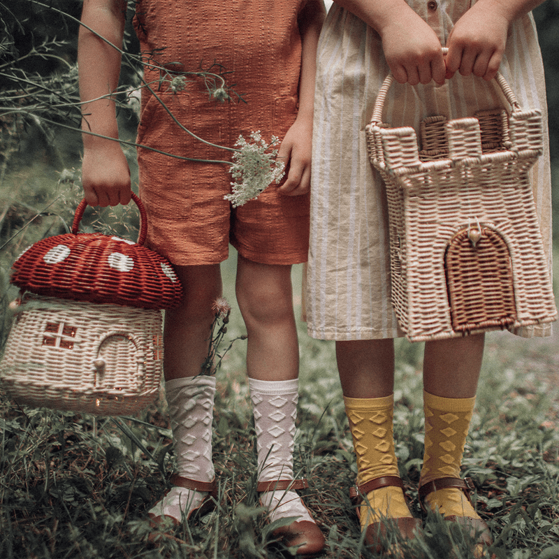 Handwoven Rattan Castle Bag – Kids’ Decorative Carry Basket - Nssoma