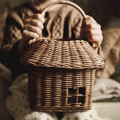 Handwoven Rattan Hutch Small Basket – Portable Storage for Kids - Nssoma