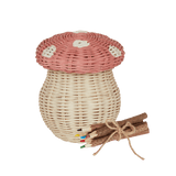 Handwoven Rattan Porcini Basket with Colored Twig Pencils – Musk - Nssoma