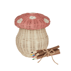 Handwoven Rattan Porcini Basket with Colored Twig Pencils – Musk - Nssoma