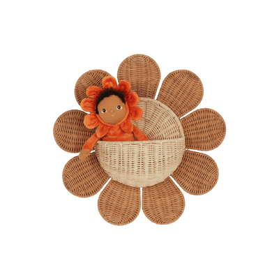 Natural Rattan Daisy Wall Basket – Decorative Storage for Kids’ Rooms - Nssoma