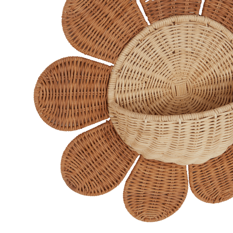 Natural Rattan Daisy Wall Basket – Decorative Storage for Kids’ Rooms - Nssoma