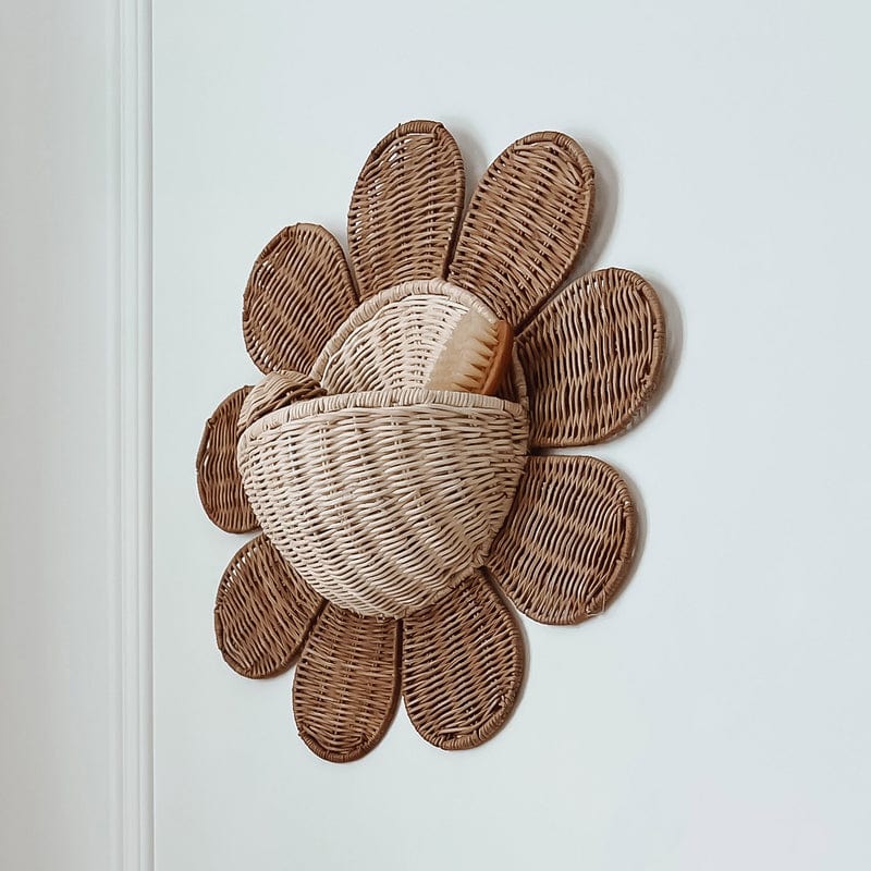 Natural Rattan Daisy Wall Basket – Decorative Storage for Kids’ Rooms - Nssoma