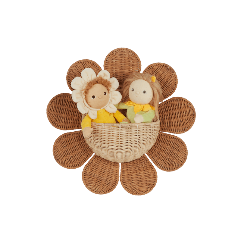 Natural Rattan Daisy Wall Basket – Decorative Storage for Kids’ Rooms - Nssoma