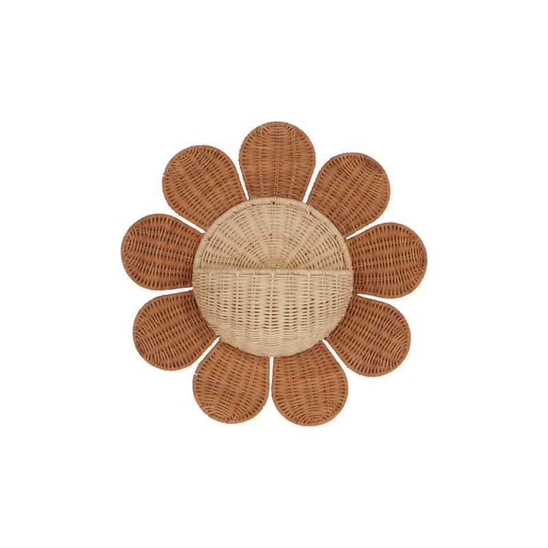 Natural Rattan Daisy Wall Basket – Decorative Storage for Kids’ Rooms - Nssoma