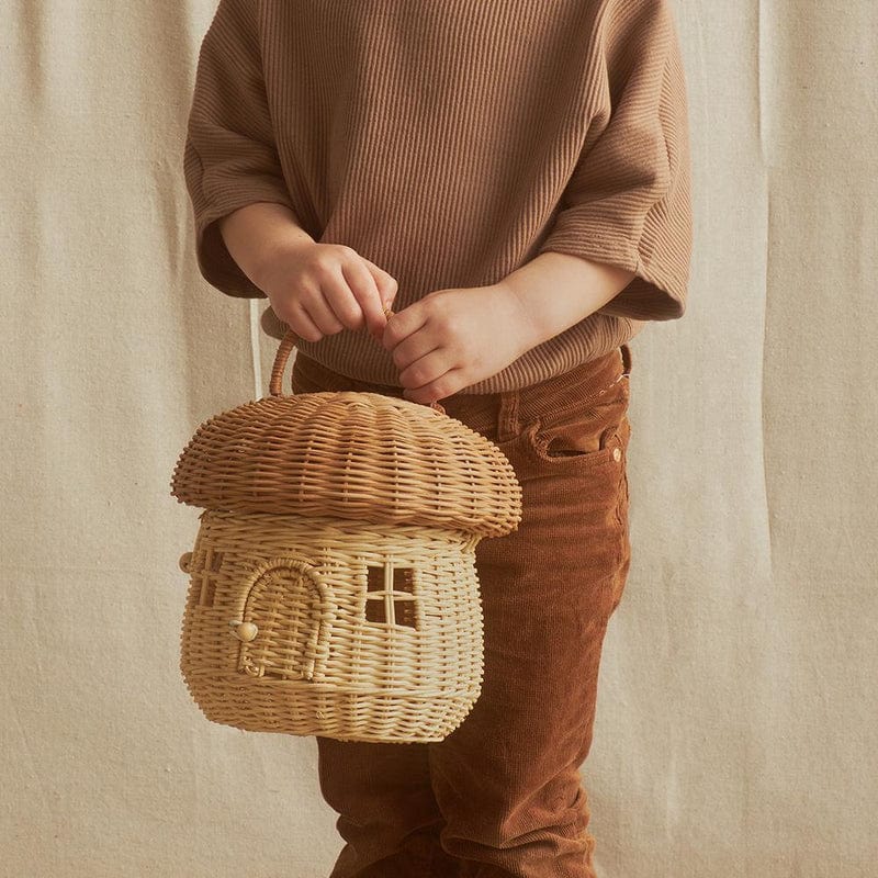 Natural Rattan Mushroom Basket – Handwoven Decorative Carry Bag - Nssoma
