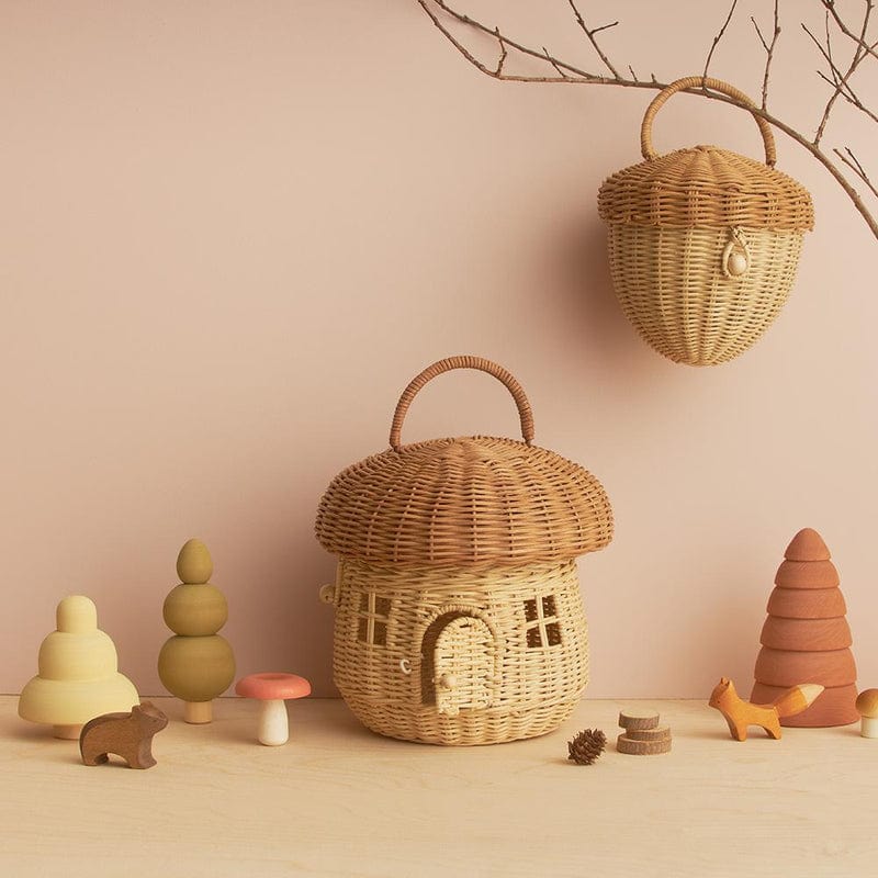 Natural Rattan Mushroom Basket – Handwoven Decorative Carry Bag - Nssoma