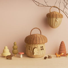 Natural Rattan Mushroom Basket – Handwoven Decorative Carry Bag - Nssoma