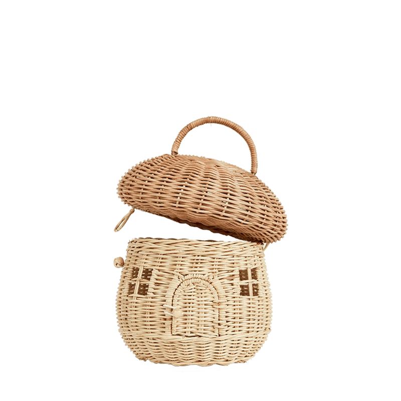 Natural Rattan Mushroom Basket – Handwoven Decorative Carry Bag - Nssoma