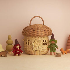 Natural Rattan Mushroom Basket – Handwoven Decorative Carry Bag - Nssoma