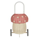Natural Rattan Mushroom Luggy – Pink Wheeled Storage Basket - Nssoma