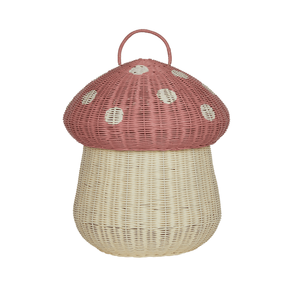 Natural Rattan Mushroom Storage Basket – Musk Pink Decorative Organizer - Nssoma
