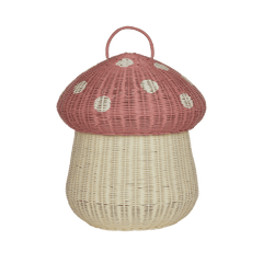 Natural Rattan Mushroom Storage Basket – Musk Pink Decorative Organizer - Nssoma