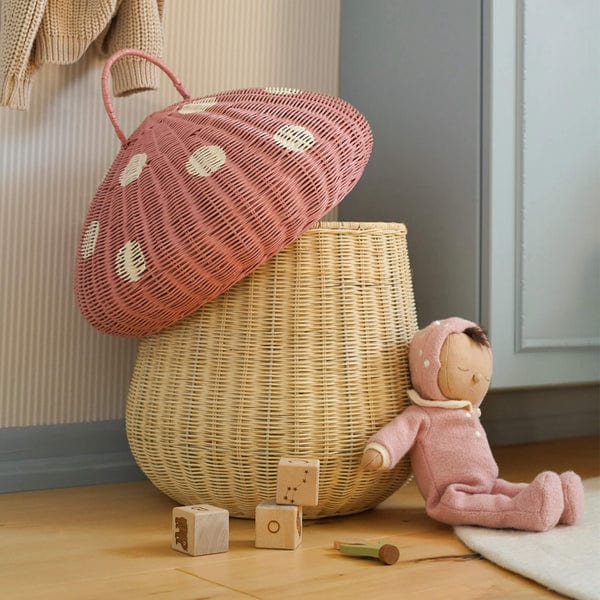 Natural Rattan Mushroom Storage Basket – Musk Pink Decorative Organizer - Nssoma