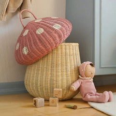 Natural Rattan Mushroom Storage Basket – Musk Pink Decorative Organizer - Nssoma