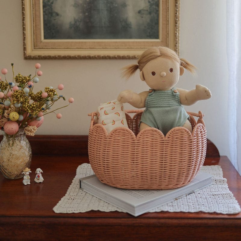 Natural Rattan Petal Basket – Seashell Pink Storage & Carry Basket - Nssoma