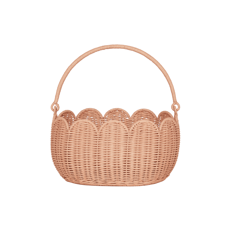 Natural Rattan Petal Basket – Seashell Pink Storage & Carry Basket - Nssoma