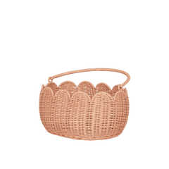 Natural Rattan Petal Basket – Seashell Pink Storage & Carry Basket - Nssoma