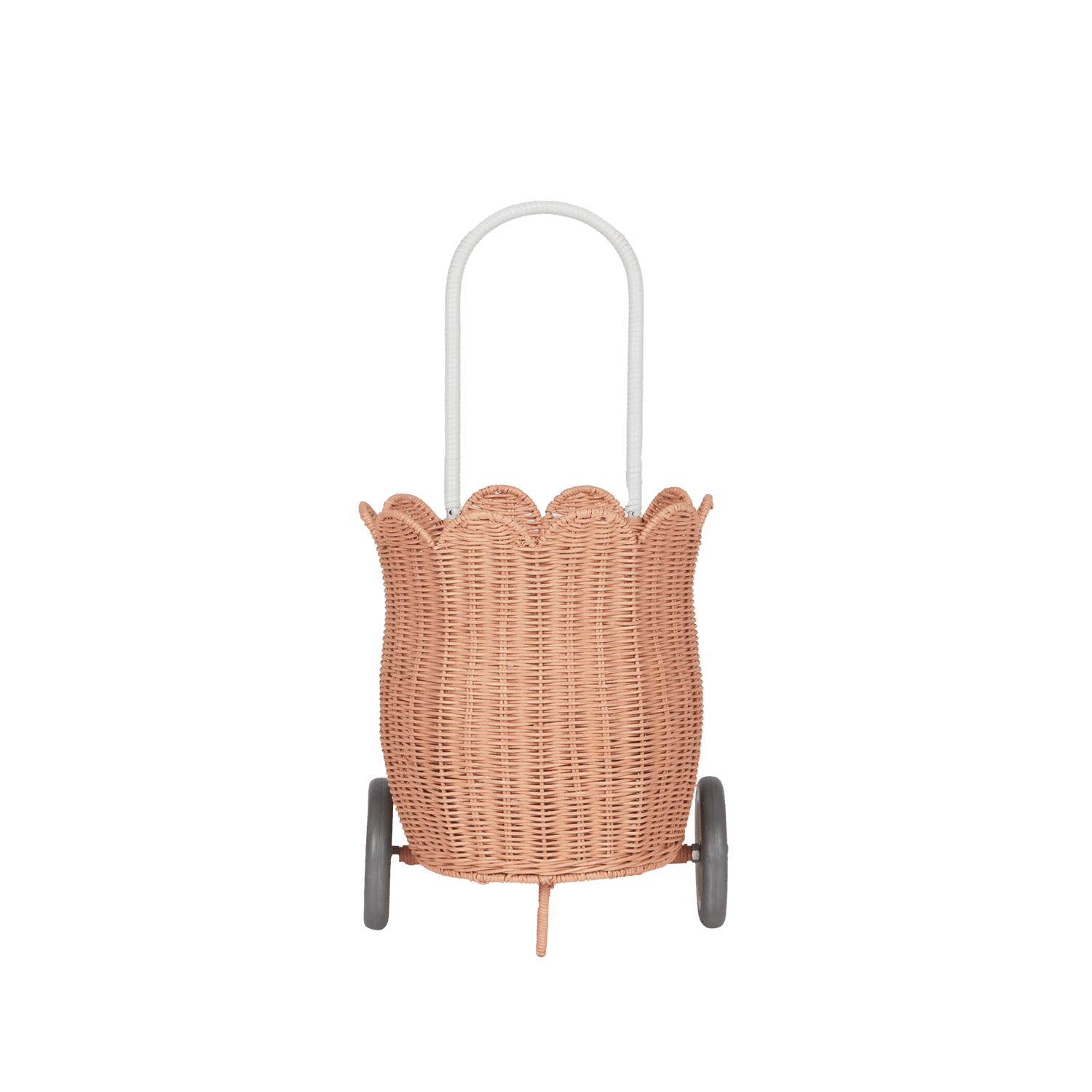 Natural Rattan Petal Luggy – Seashell Pink Wheeled Basket - Nssoma