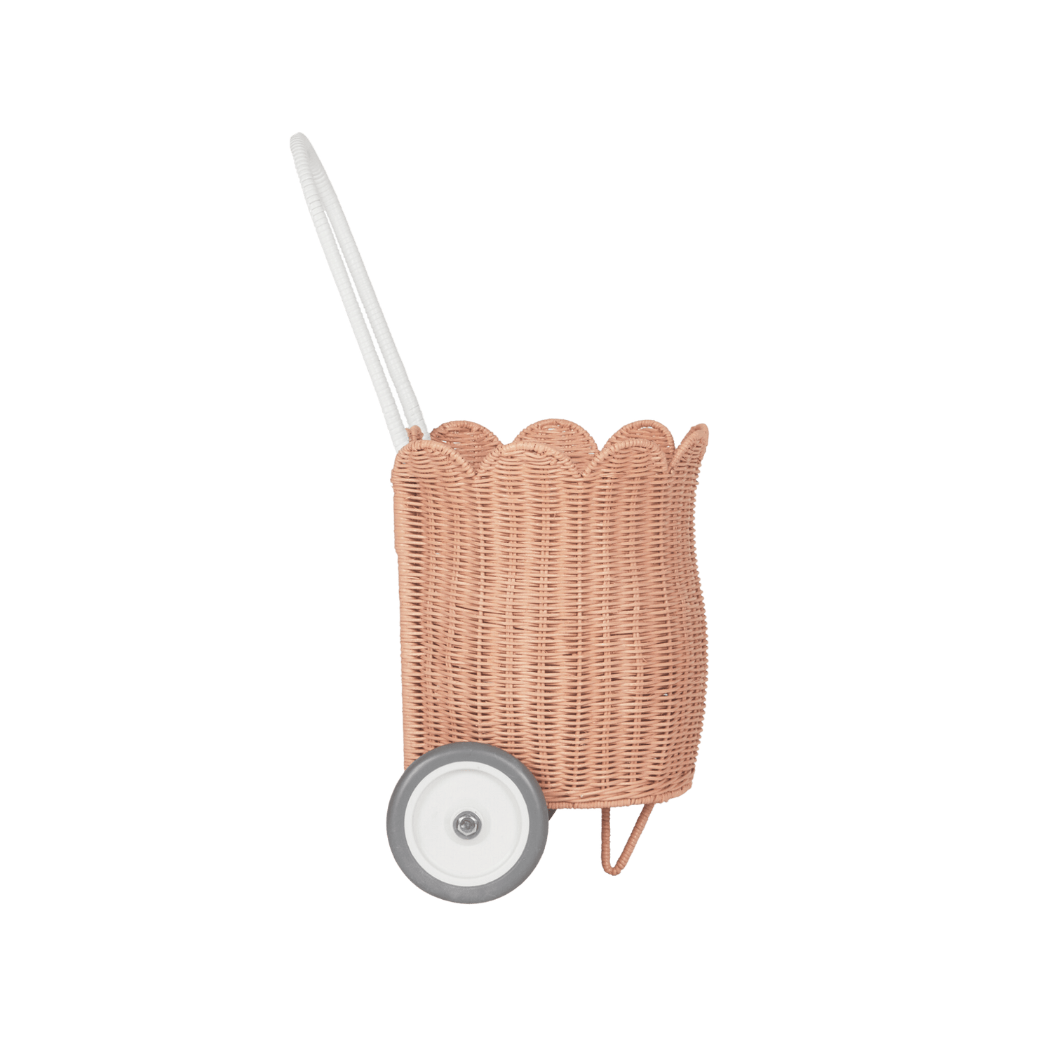 Natural Rattan Petal Luggy – Seashell Pink Wheeled Basket - Nssoma