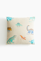 Printed Cotton Cushion Cover – Dinosaur - Themed Pillow Cover for Kids Room - Nssoma