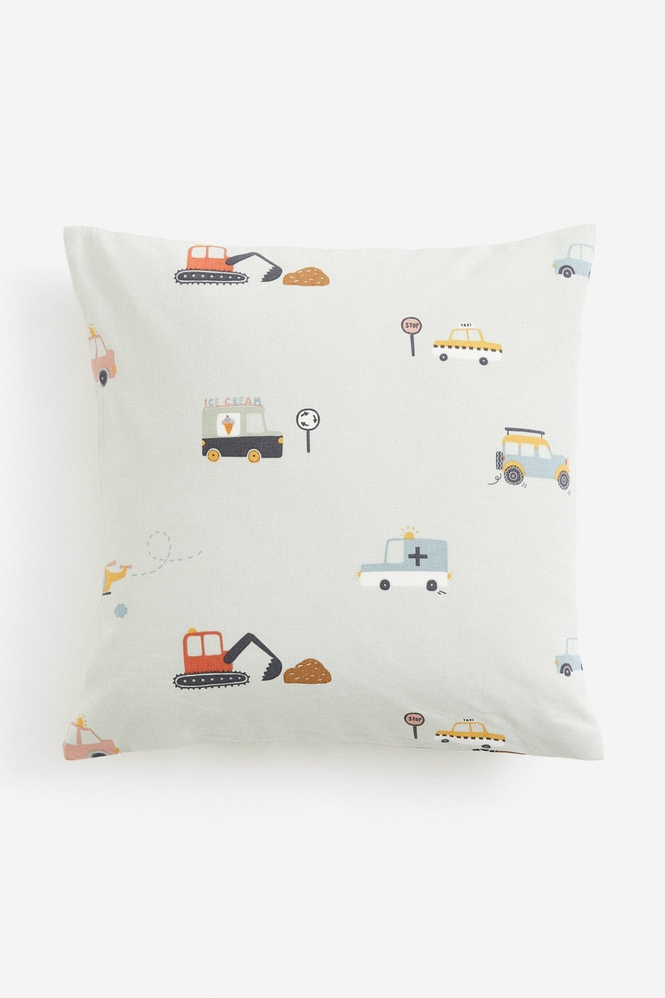 Printed Cotton Cushion Cover – Vehicle Pattern Pillow Cover for Kids Room - Nssoma