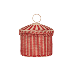 Rattan Circus Tent Toy Basket – Large Storage Hamper with Lid - Nssoma