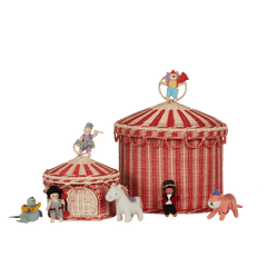 Rattan Circus Tent Toy Basket – Large Storage Hamper with Lid - Nssoma