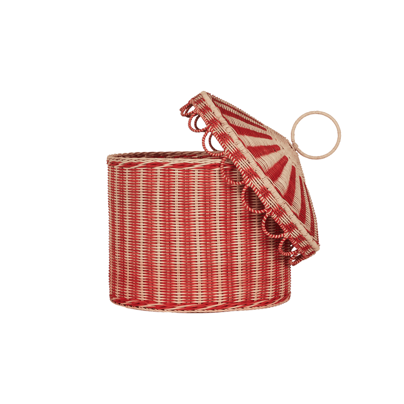 Rattan Circus Tent Toy Basket – Large Storage Hamper with Lid - Nssoma