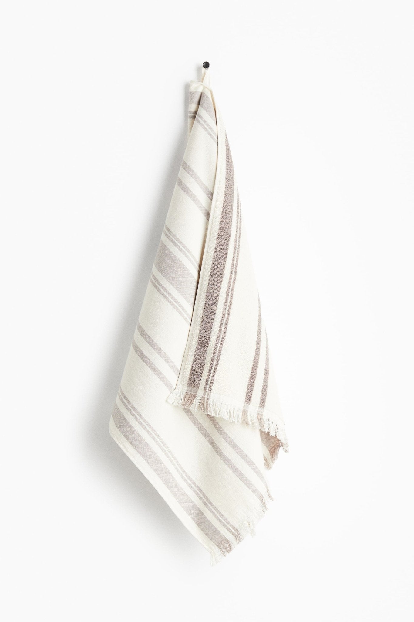 Striped Bath Towel – Soft Organic Cotton Hammam - Style Towel with Fringe - Nssoma